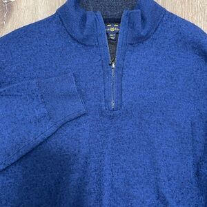 Club Room Men's Blue Zip-Up Sweater Merino Wool Blend